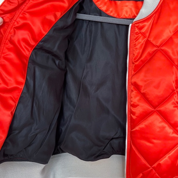 rag & bone Satin Orange Taupe Quilted Bomber Short Warm Jacket M - Picture 6 of 16